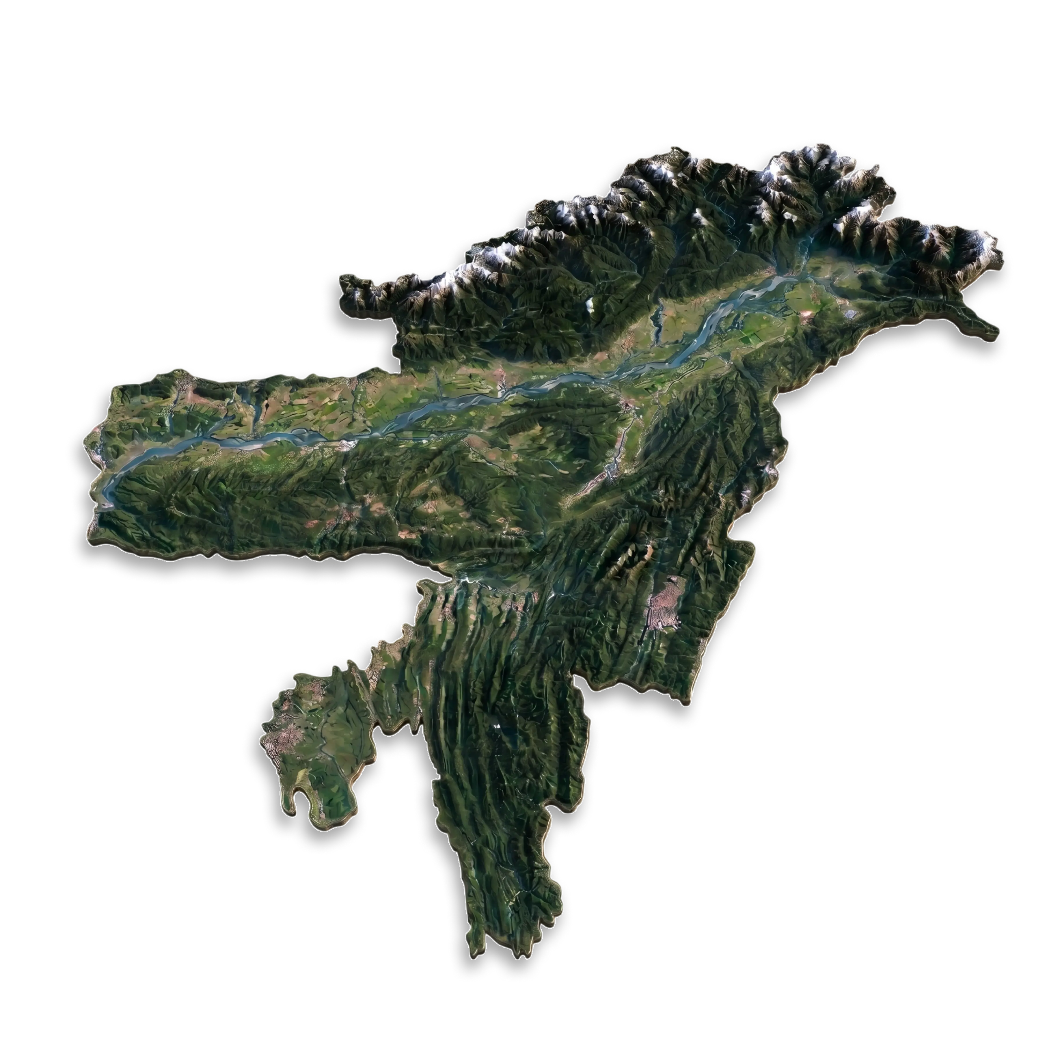 Outlined map of Northeast India